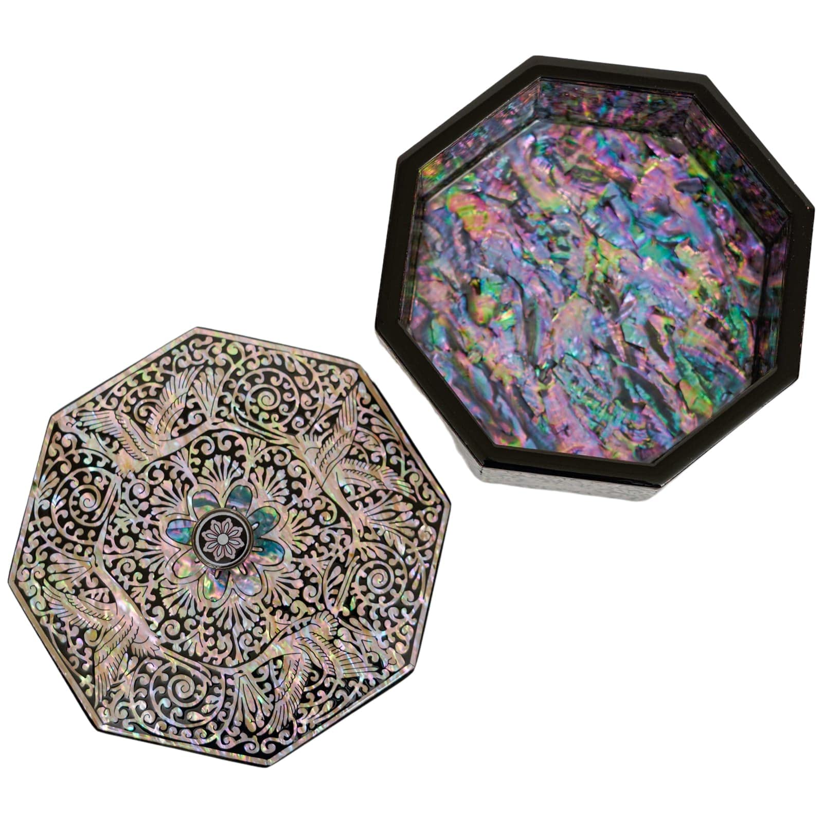 February Mountain Mother of Pearl Trinket Box with Lid Handmade Wooden Keepsake Storage Organizer Ring Bracelet Watch Necklace Earrings