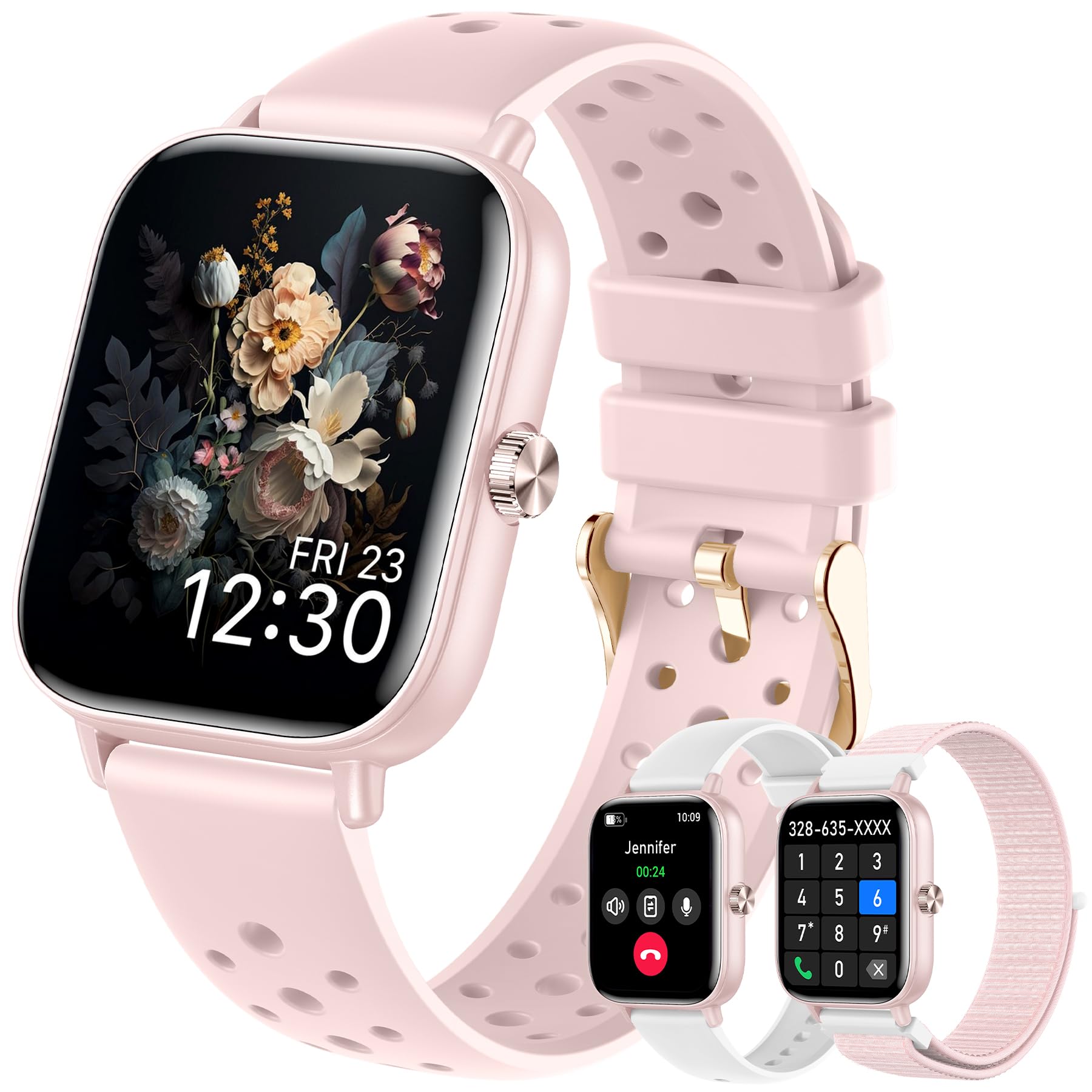 Betatree Smartwatch Donna Chiamate e WhatsApp, 1,83" Orologio Donna Smartwatch, 120+ Modalità Sportive Contapassi Smart Watch, Sonno/Cardiofrequenzimetro, IP67 Fitness Tracker per Android iOS, Rosa