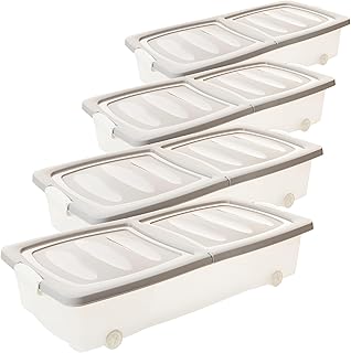 2friends Unterbettkommode mit Rollen - 4er-Set transparente Unterbett Aufbewahrungsboxen 32L (80x40x17cm) geteilter Deckel & Clip-Verschluss Made in EU
