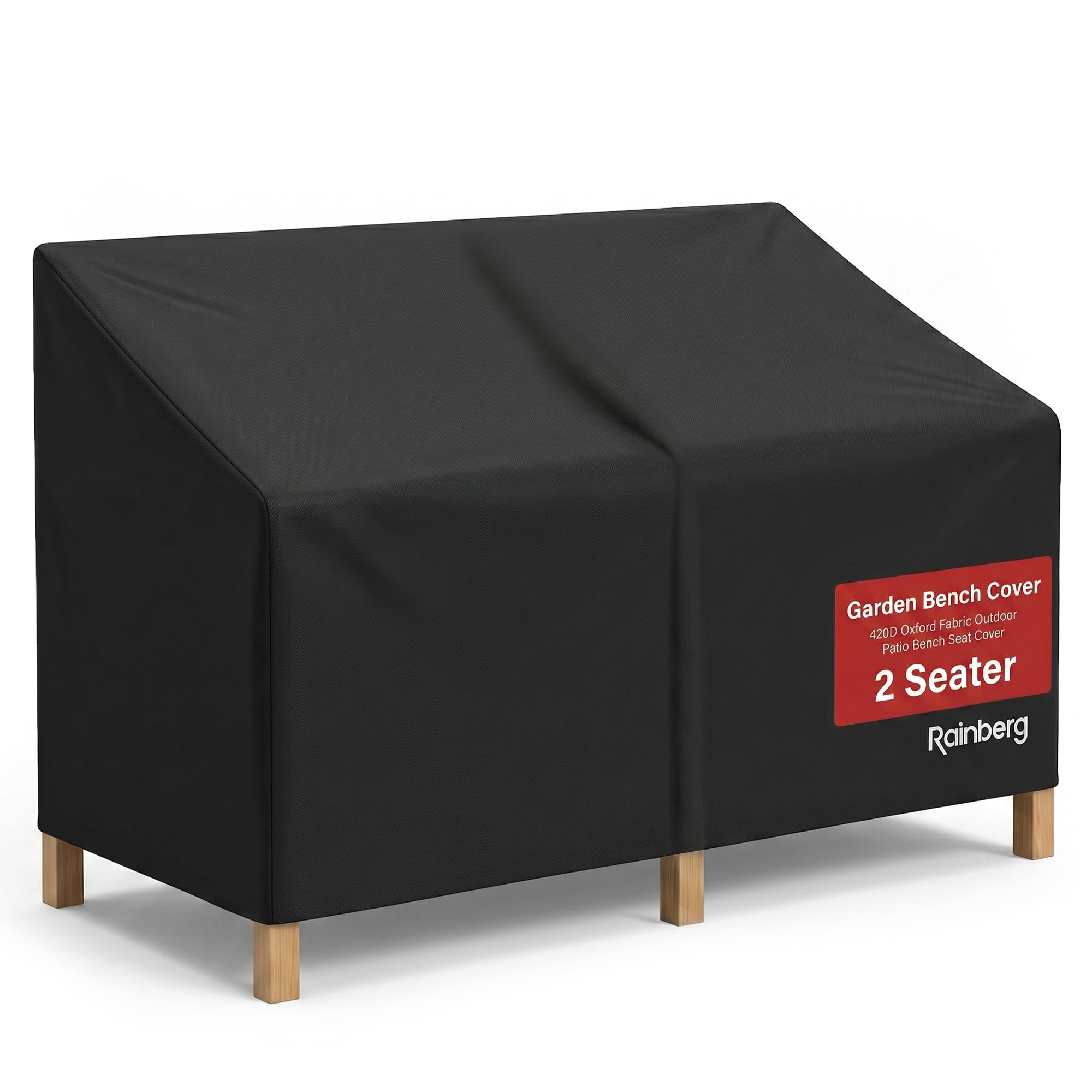 Rainberg Garden Bench Cover with Air Vent, Waterproof, Windproof, Anti-UV, Heavy Duty Rip Proof 420D Oxford Fabric Outdoor Patio Bench Seat Cover With Carry Bag (2 Seater)