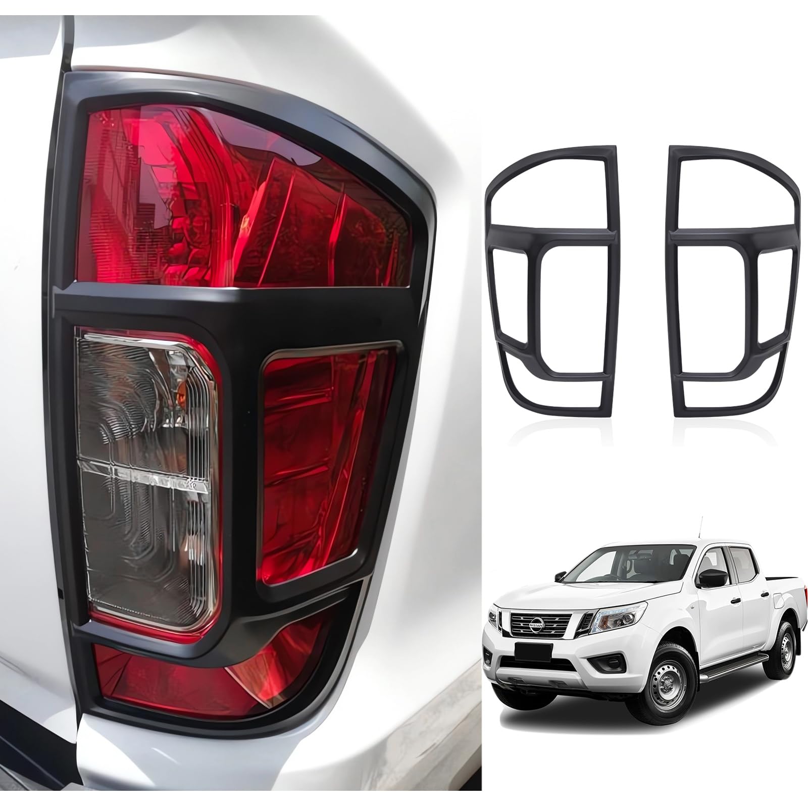 Copertura fanale posteriore per Nissan Navara 2015-2020, D23 NP300 N-Guard Navara Trek-1° Navara Tekna ABS Nero opaco Copertura protettiva fanale posteriore