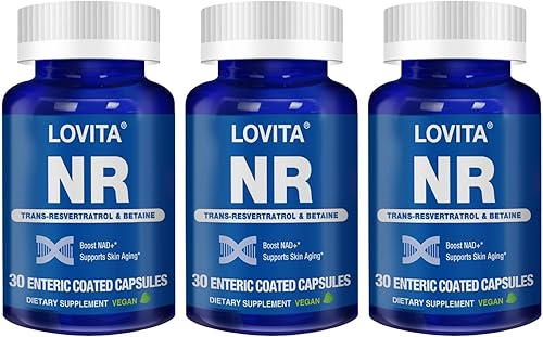 Lovita NR (ribósido de nicotinamida) 350 mg, suplemento NAD con trans-resveratrol y betaína, promueve los niveles de NAD Plus, envejecimiento