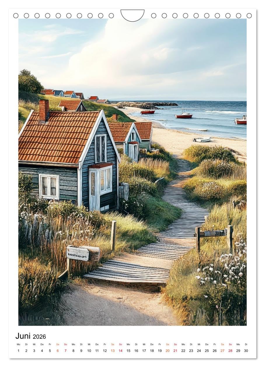 Dänemark - Wellen, Wind, Lebensgefühl (Wandkalender 2026 DIN A4 hoch), CALVENDO Monatskalender: Dänemarks Küsten - malerisch und hyggligt. (CALVENDO Natur)