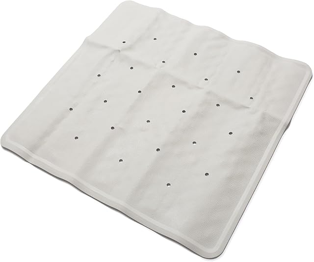 Croydex AG183622 Hygiene 'N' Clean Anti-Bacterial Slip-Resistant Natural Rubber Suction Shower Mat, 53 x 53 cm, White
