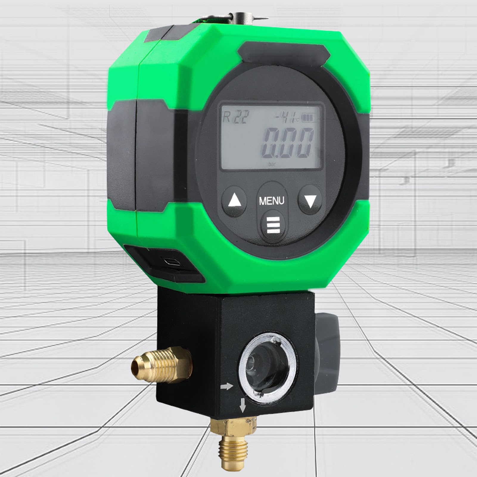 aqxreight Vacuometro Digitale Display Retroilluminato Ad Alta Precisione per HVAC e Settore Automobilistico Misuratore di Pressione Industriale da 0,55 Bar Test in Tempo Reale con Batteria