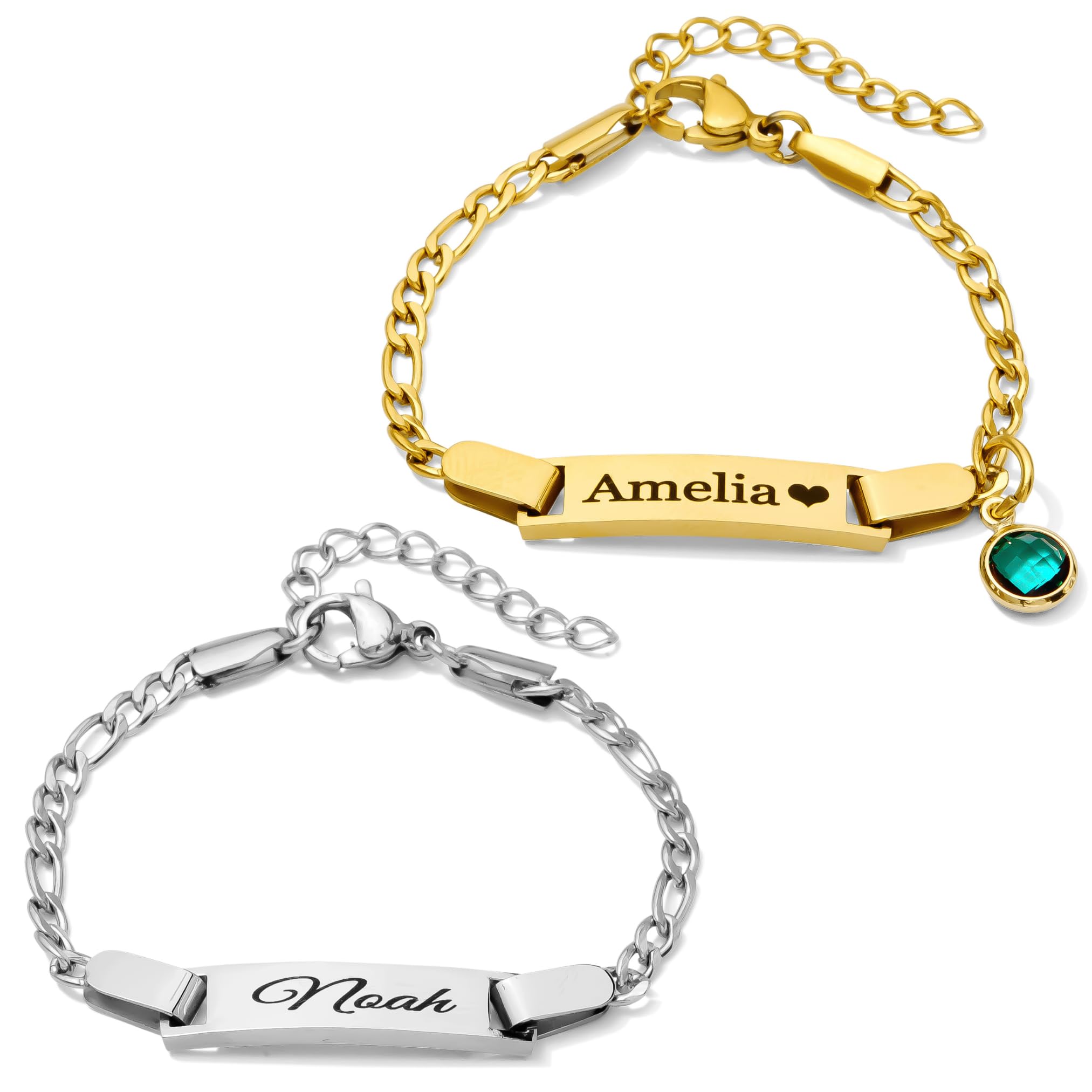 Personalized Baby Name Bracelet with Birthstone