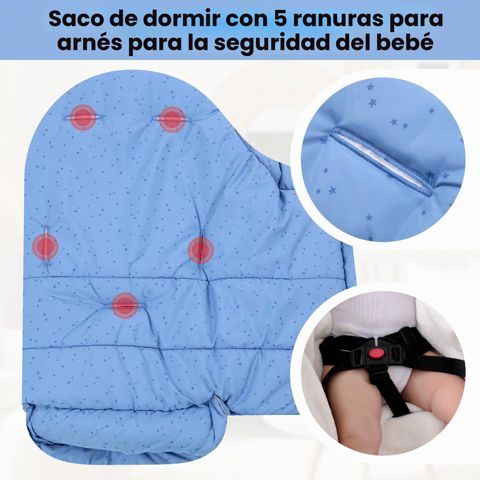 WYTbaby Saco de invierno para cochecito de bebé con cremallera, cálido forro polar para cochecito universal