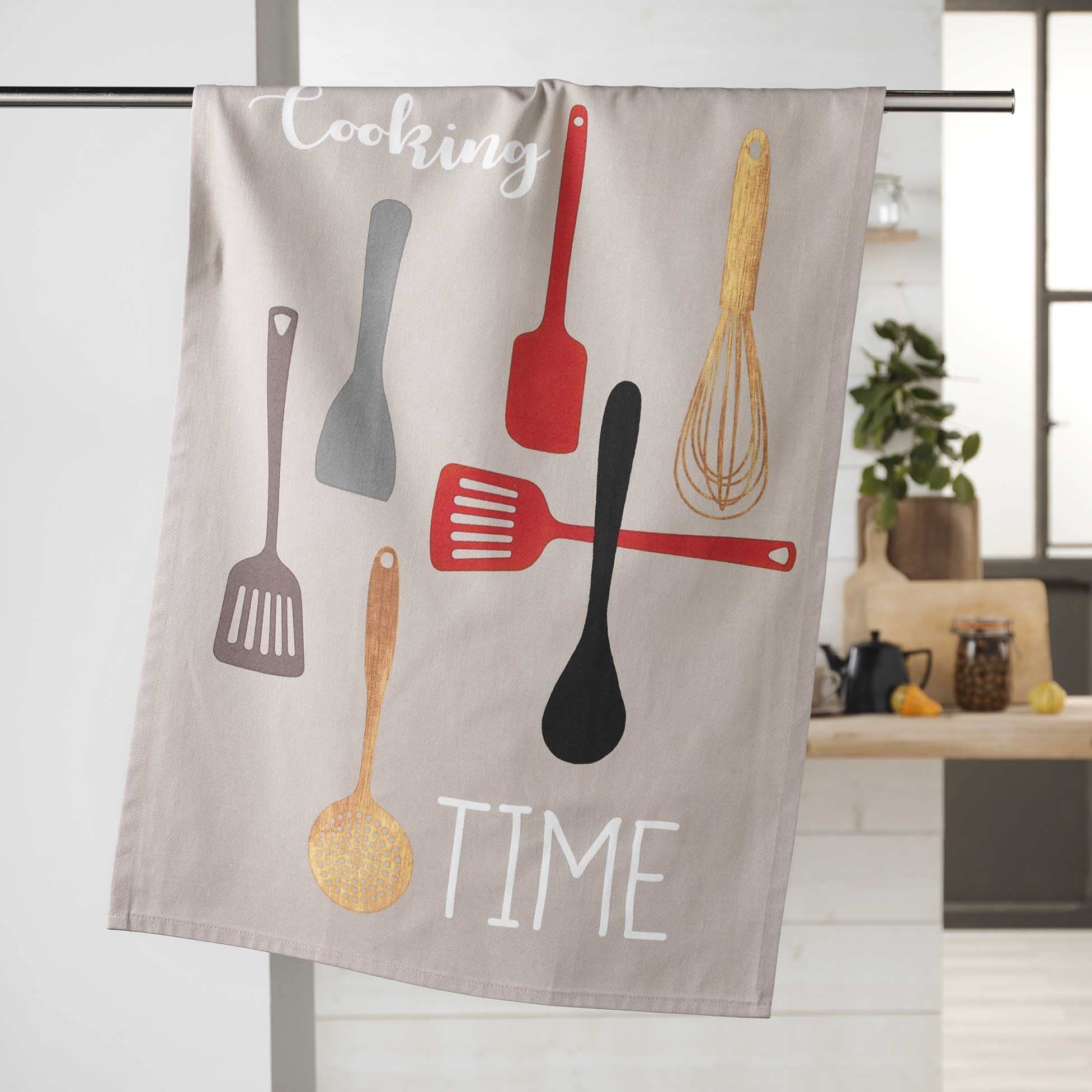 Douceur d'Intérieur Cooking Time Tea Towel, Multicoloured, 50 x 70 cm