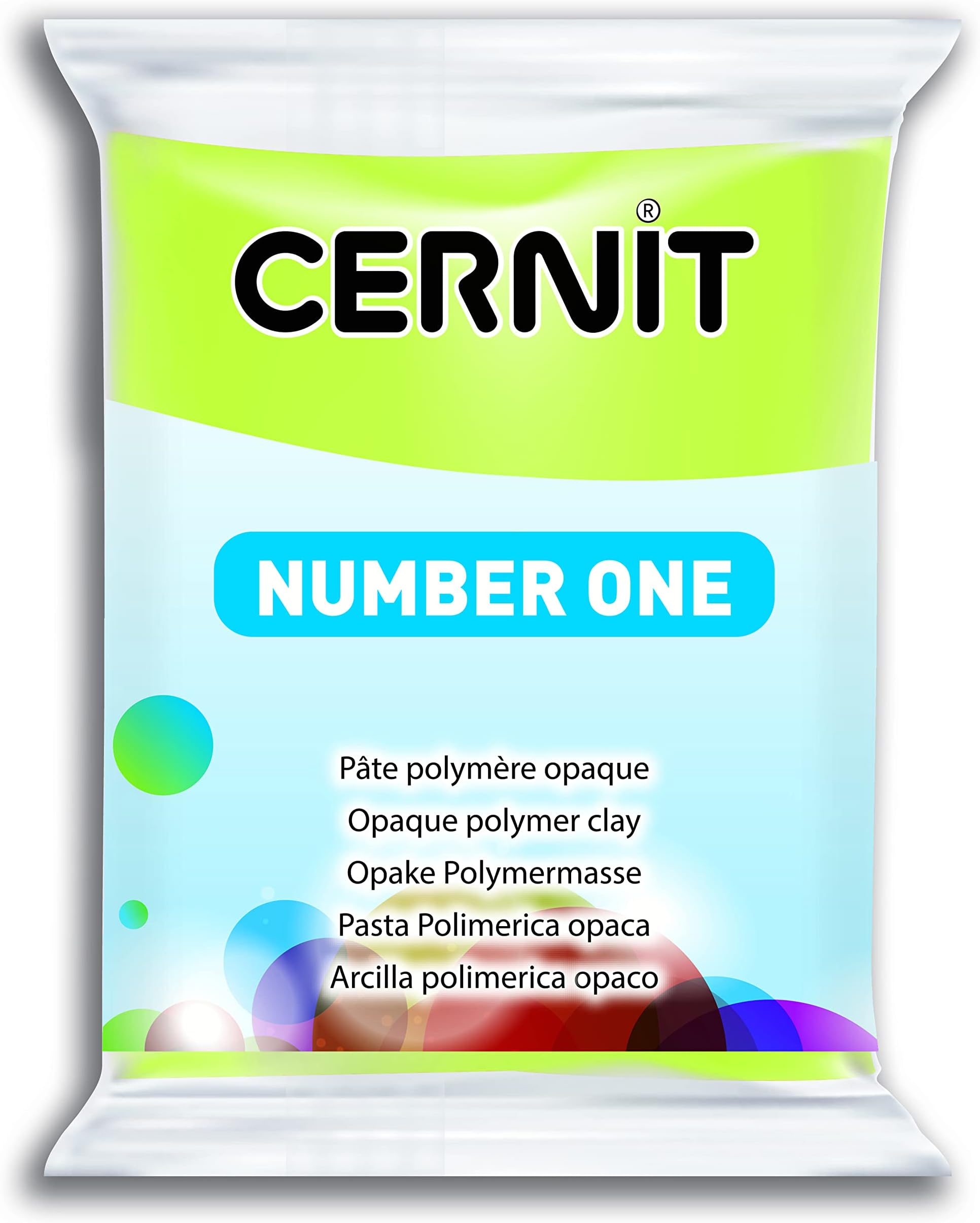 CERNIT CE0900056601C - A Pack of Polymer Clay Block - Number One Range - Modelling and Baking Clay - Lime Green - 56 g Block - Manufactured in Belgium