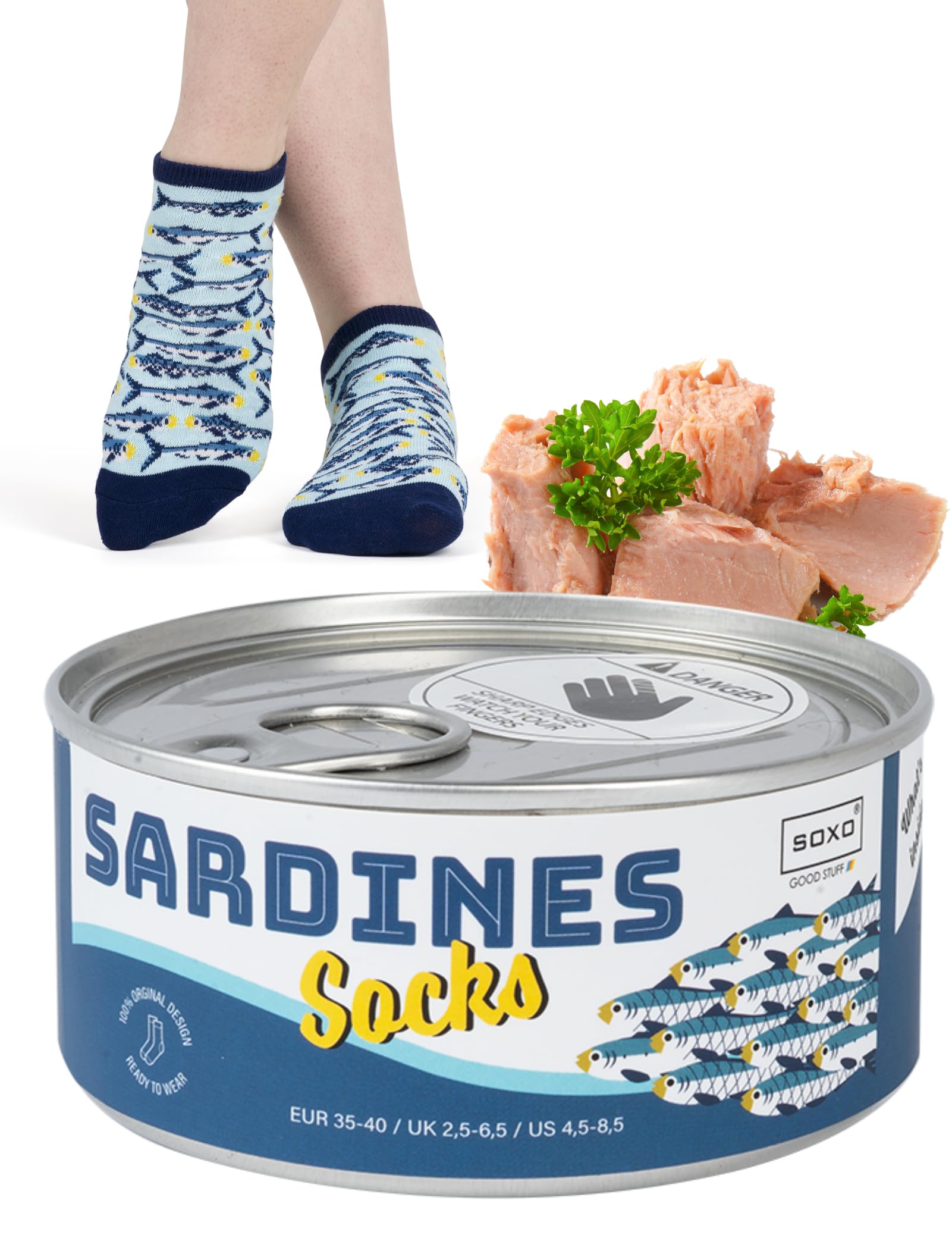 soxo Angler Socks Men Funny Women Gifts Mens Cotton Sock Funky Ladies Gift Men's Presents Fish 2.5-6.5 Sardines Women's