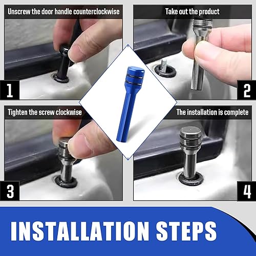 Miniatura 6 de Yumfugu Paquete de 4 pomos para cerradura de puerta de automóvil, 1.93 x 0.47 pulgadas, pines personalizados para cerradura de puerta interior,