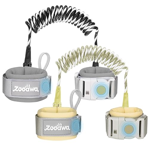 Zooawa Paquete de 2 correas para niños pequeños, arnés antipérdida de muñeca con bloqueo magnético, arnés reflectante de seguridad para caminar,