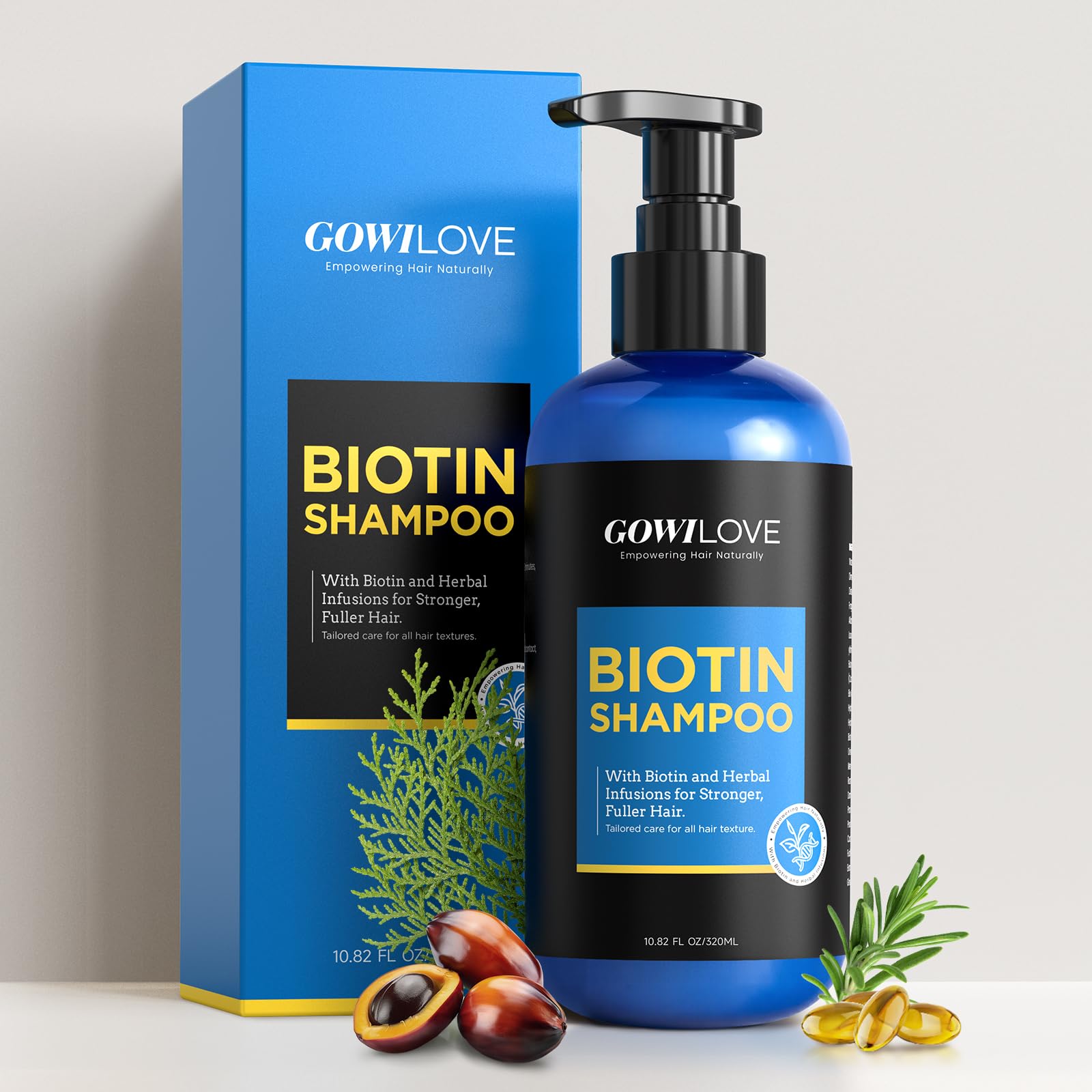 99% Pure Biotin Shampoo for 3X Thicker, Fuller Hair Growth, 80% Less Hair Loss w/Thuja Extract, Batana & Noni Fruit Oil Hair Care for Deep Nourishing,Rosemary Dandruff Treatment for Men Women,11.83oz 11.69 Fl Oz (Pack of 1) Rosemary
