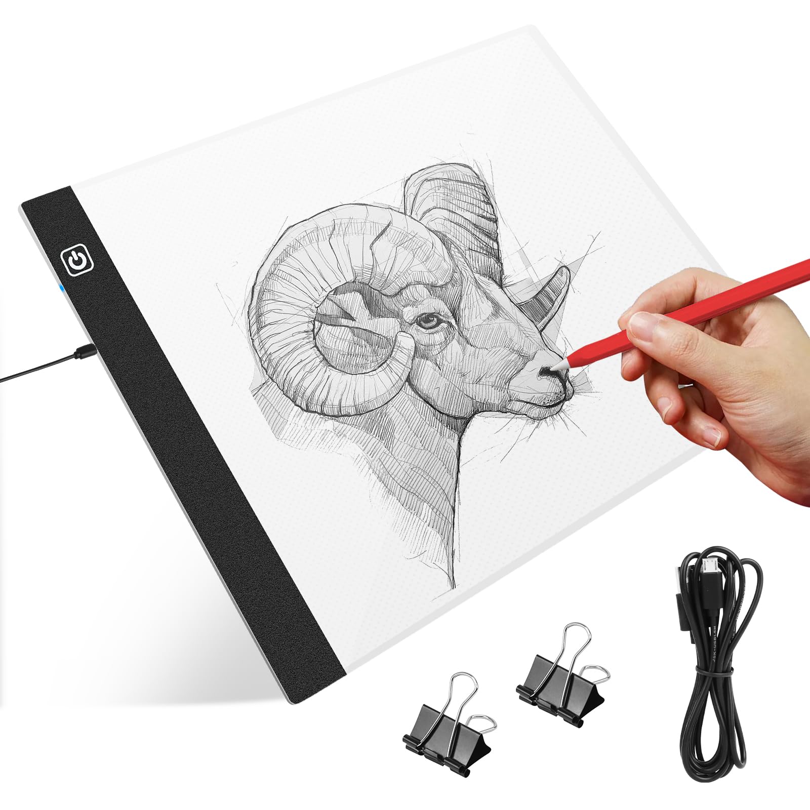 VFANDV Mesa de Luz Dibujo A4, Tablero de Copia LED con Brillo Ajustable Tableta de Luz Dibujo Light Board con Cable USB Mesa de Dibujo para Bocetos Diseño Dibujo 5D Diamante Pintura