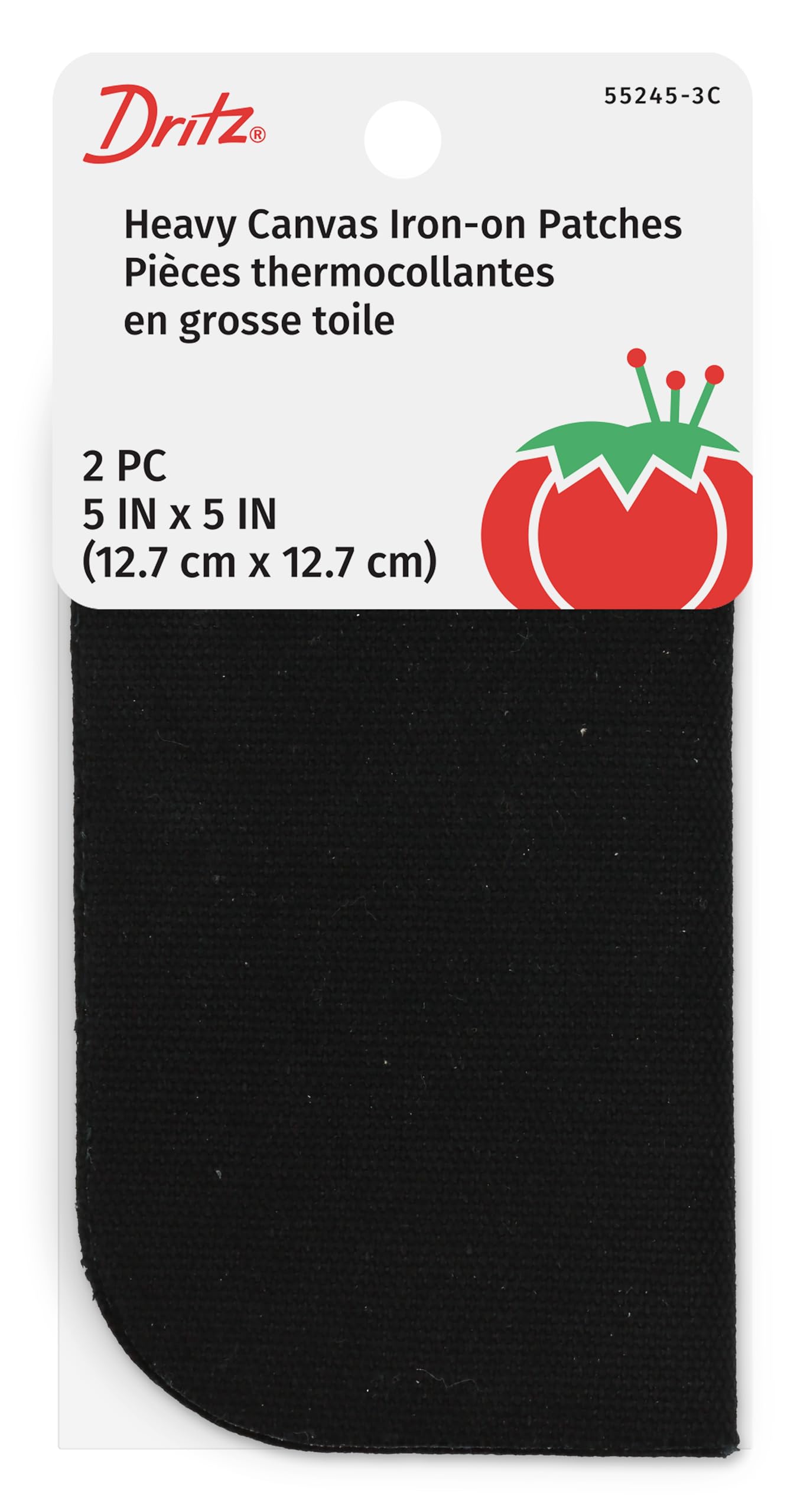 Dritz Heavy Canvas Iron-On Patches, 5 by 5-Inch, Black, 2
