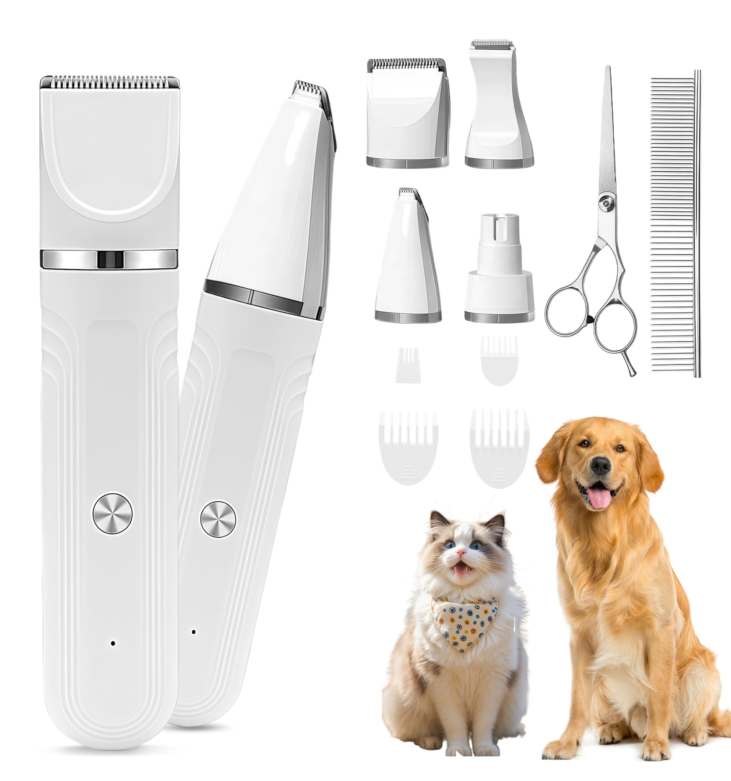 Flintronic 4 in 1 Dog Clippers Professional, Dogs Grooming Clippers Kit, Rechargeable Pet Paws Trimmer