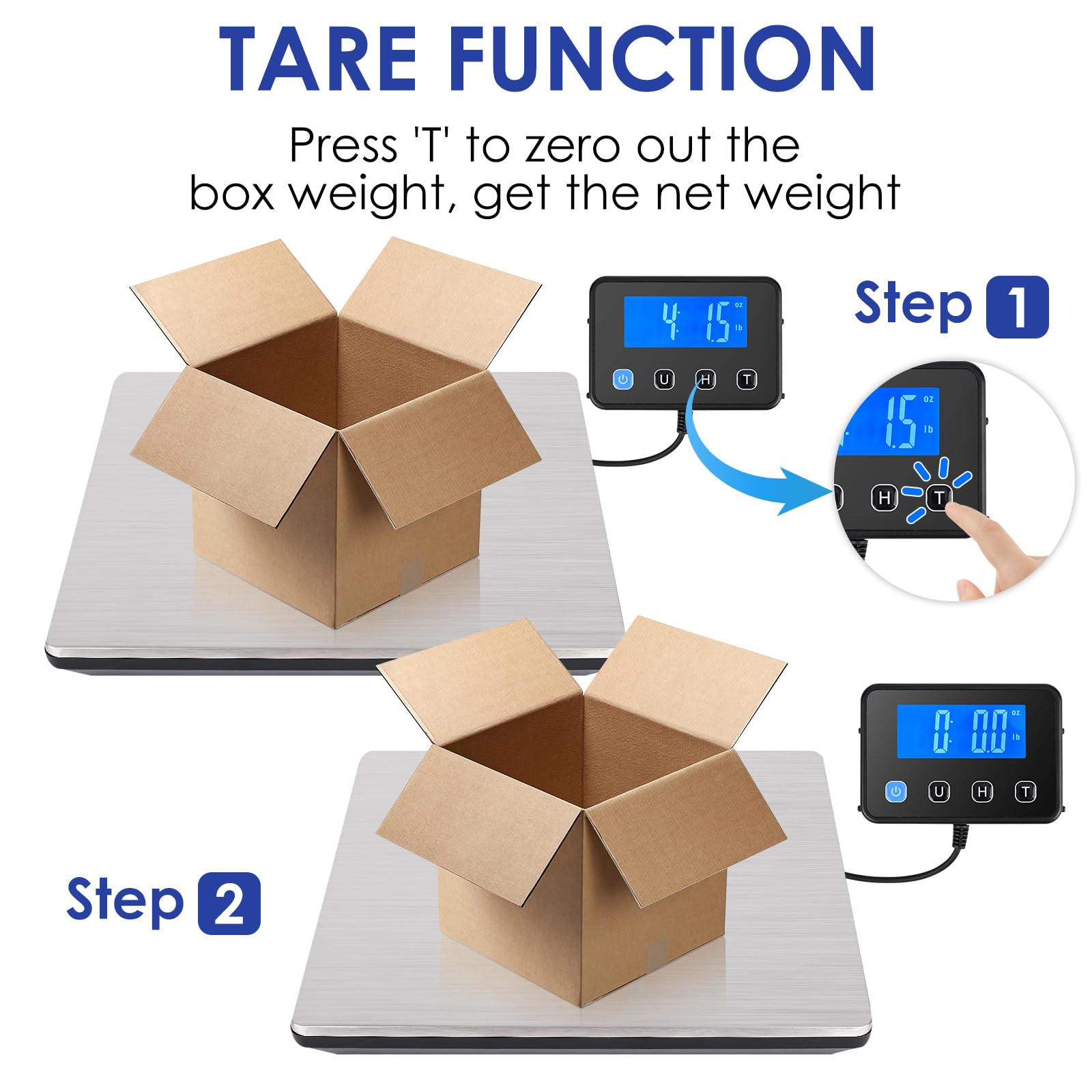 Balance Postale, 50g-200kg Balance Colis Numérique de Haute Précision, Balance pour Colis avec Fonction Hold/Tare, Inoxydable Pese Colis pour Colis Entrepôt Bagages, Écran Lcd Externe