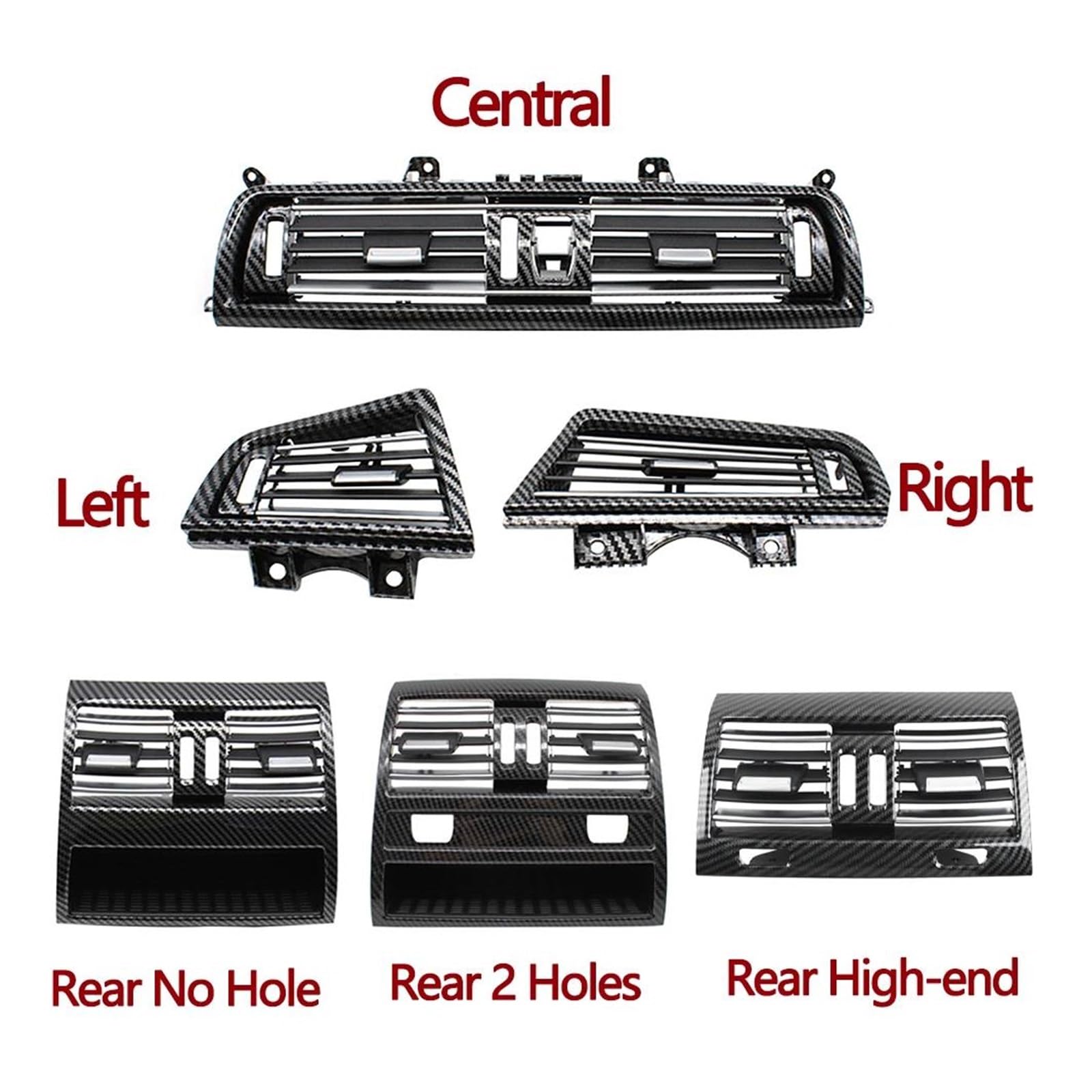 Klimatyzacja samochodowa Wentylatory Z Włókna Węglowego Przód Tylny Chromowany AC Pokrywa Kratki Odpowietrzającej Panel do BMW Serii 5 F10 F11 520 525 528 530 535