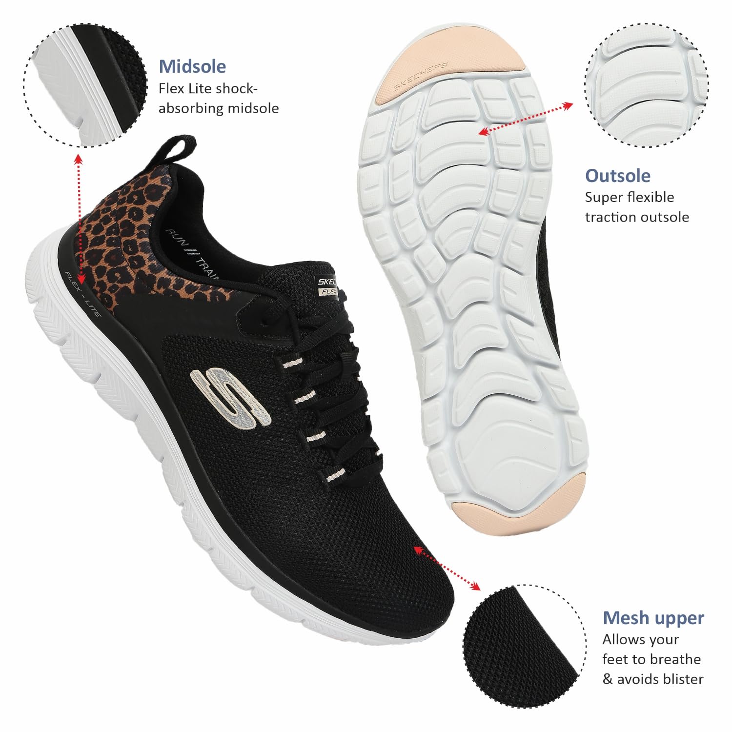 Skechers Women's Flex Appeal 4.0 Wild Ballad Sneaker 4 71Gq2ATjfaL. SL1500