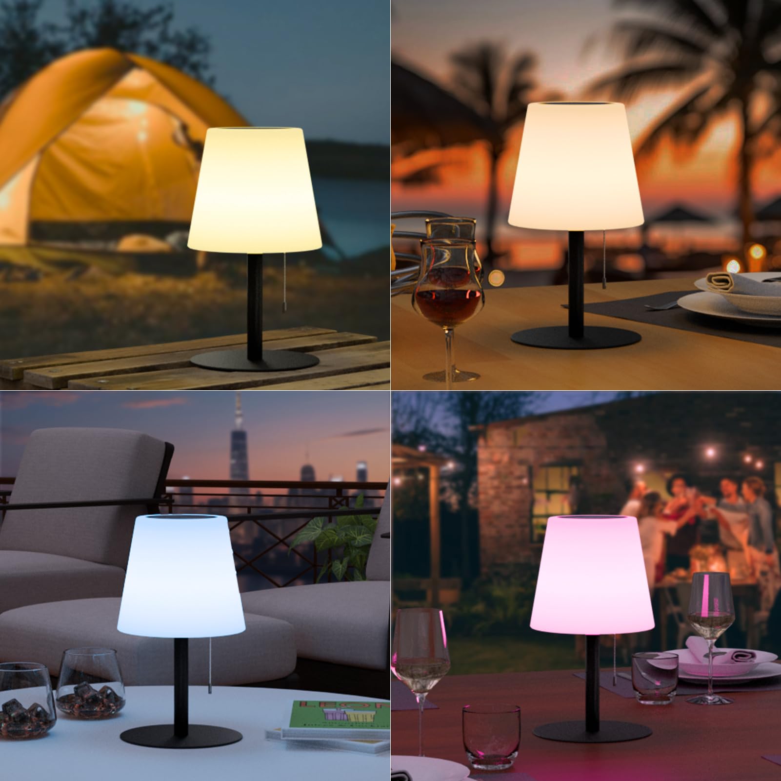 Postlucky Solar Tischlampe Outdoor – Warmweiß & RGB LED Leuchte Mit Fernbedienung, Wasserdicht Für Garten & Terrasse