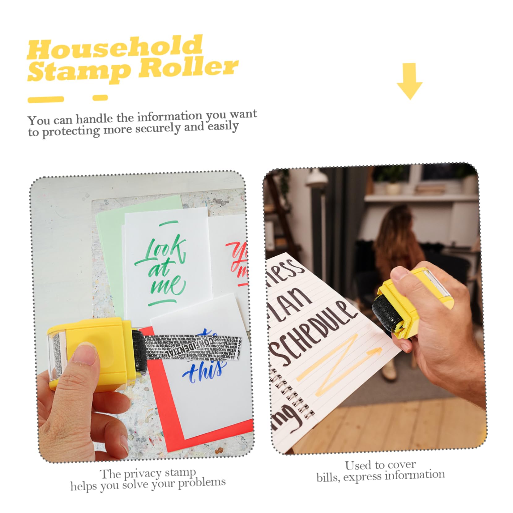 Lurrose 4pezzi Convenient Roller Stamp Per Privacy Per Nascondere Sensibili Su Documenti Fatture e Accessorio Per La Protezione