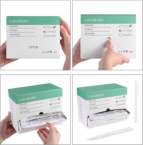 Miniatura 9 de Cucharas desechables blancas envueltas individualmente de 7 pulgadas, caja de 100 cucharas de masa súper duras para uso comercial para llevar