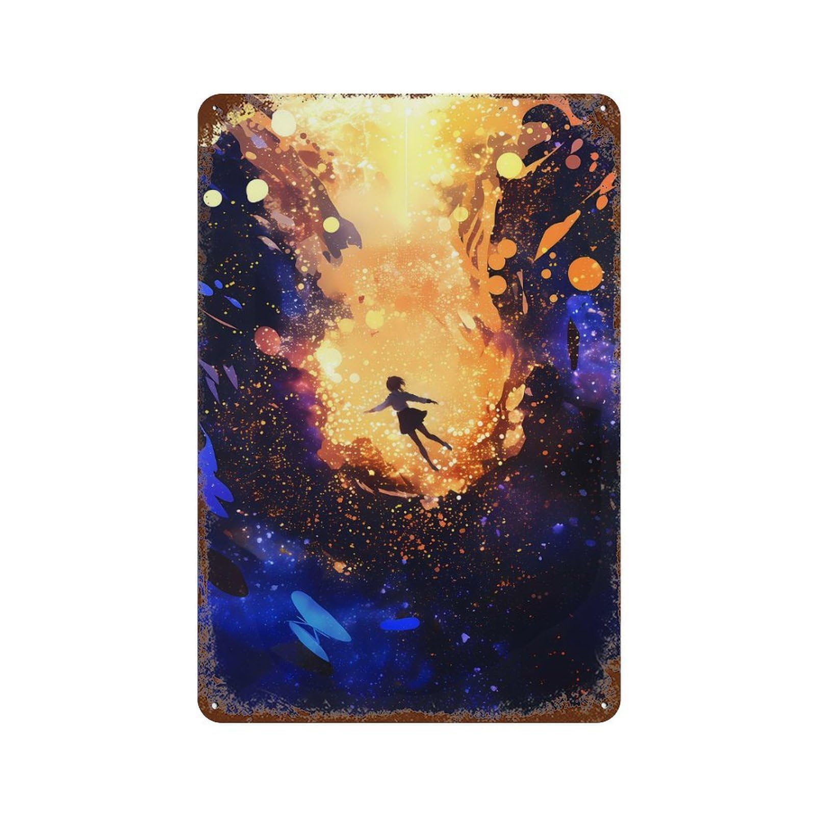 Anime Galactic Dreamfall Rustic Tin Plaque 11.8"x7.9", Classic Wall Plaque for Garage, Pub Or Kitchen
