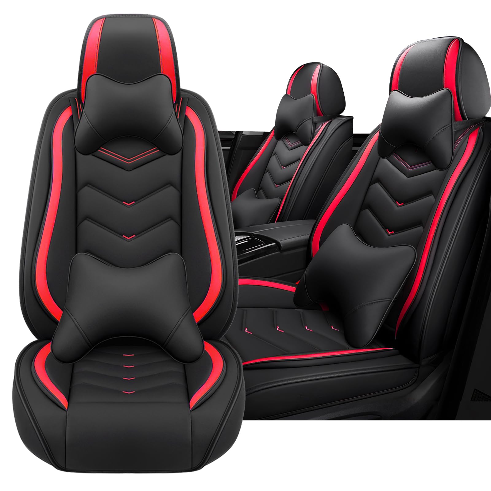 Car Seat Cover for MINI Cooper S Clubman 2008-2012, Driver's Seat Covers,Non-Slip Waterproof seat Cover,Wear-Resistant Nappa Leather car seat Covers. (Luxury 2 Seats/Black Red)