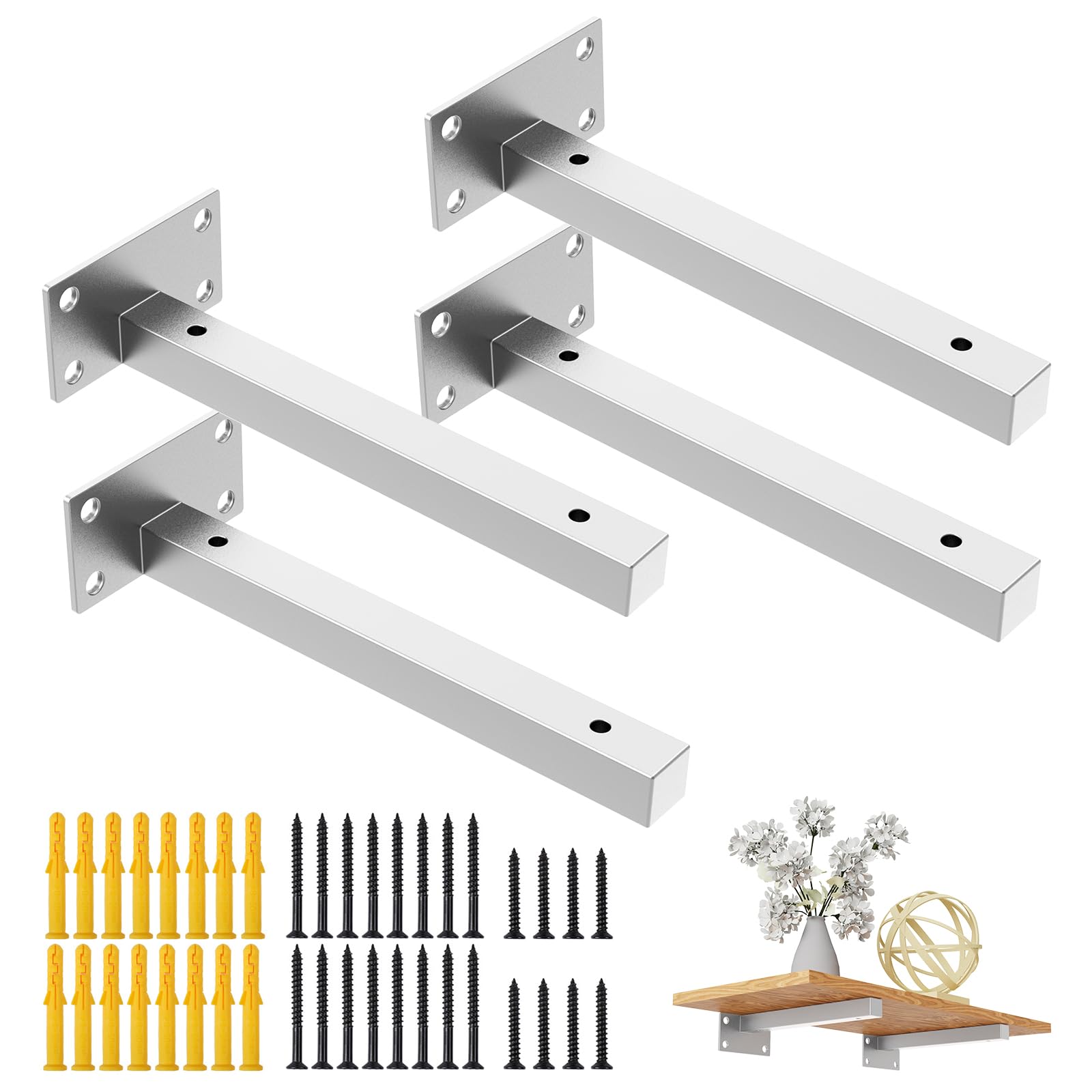 Pack of 4 Wall Brackets, Shelf Brackets, Heavy Duty Brackets, Wall Shelf, Goods Holder
