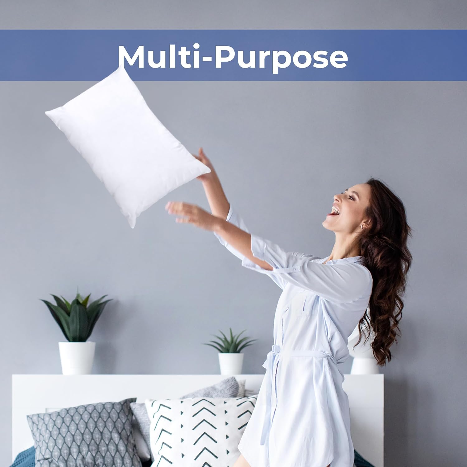 Utopia Bedding Throw Pillows (Set of 1, White) – 14 x 22 Inches Down Alternative Pillows for Bed, Sofa, and Couch - Fluffy Decorative Stuffer Pillow for Indoors & Outdoors - Image 2