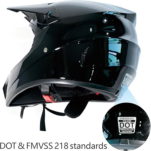 Miniatura 3 de Cascos de Dirt Bike para Adultos Negro DOT ATV Motocross Motocicleta Todoterreno Calle Bicicleta de Montaña Cara Completa con Gafas Guantes Máscara