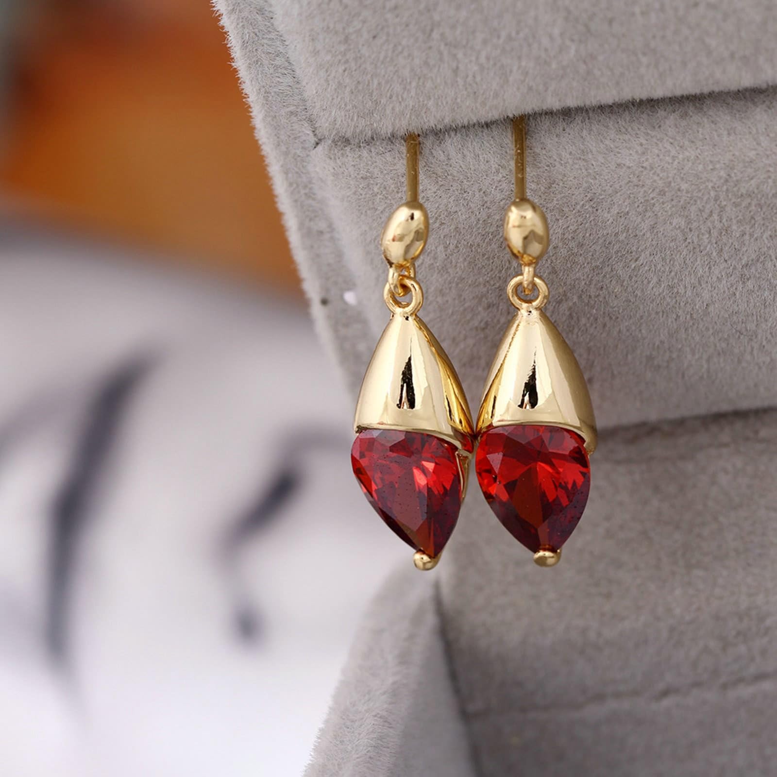 WZGWDC Ohrringe aus 9-karätigem Gold für Damen, mit Wassertropfen-Amethyst-Ohrhängern für Damen