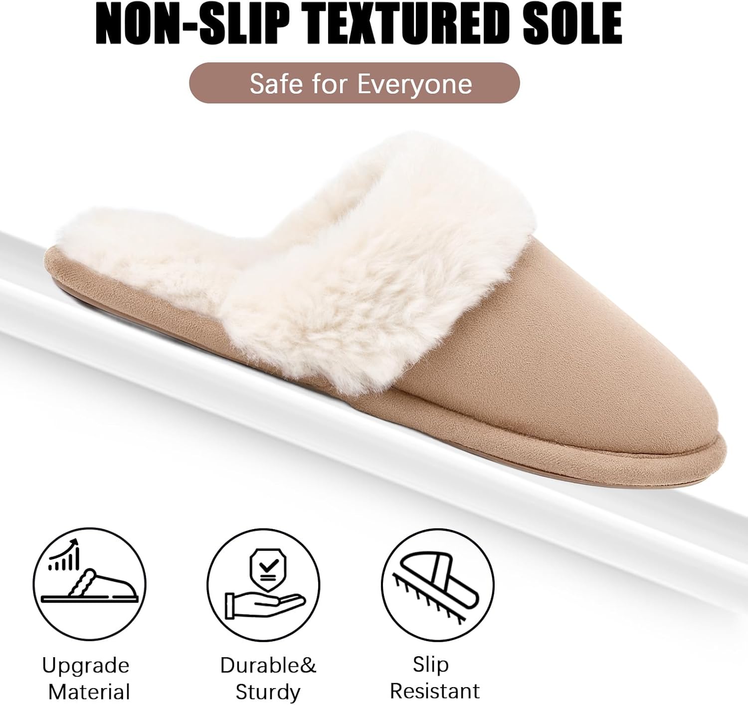 Rosoz Womens Fuzzy Slippers- Comfy Warm Winter Slipper for Women with Plush Fleece Lining- Indoor House Slippers Thin Sole - Image 3