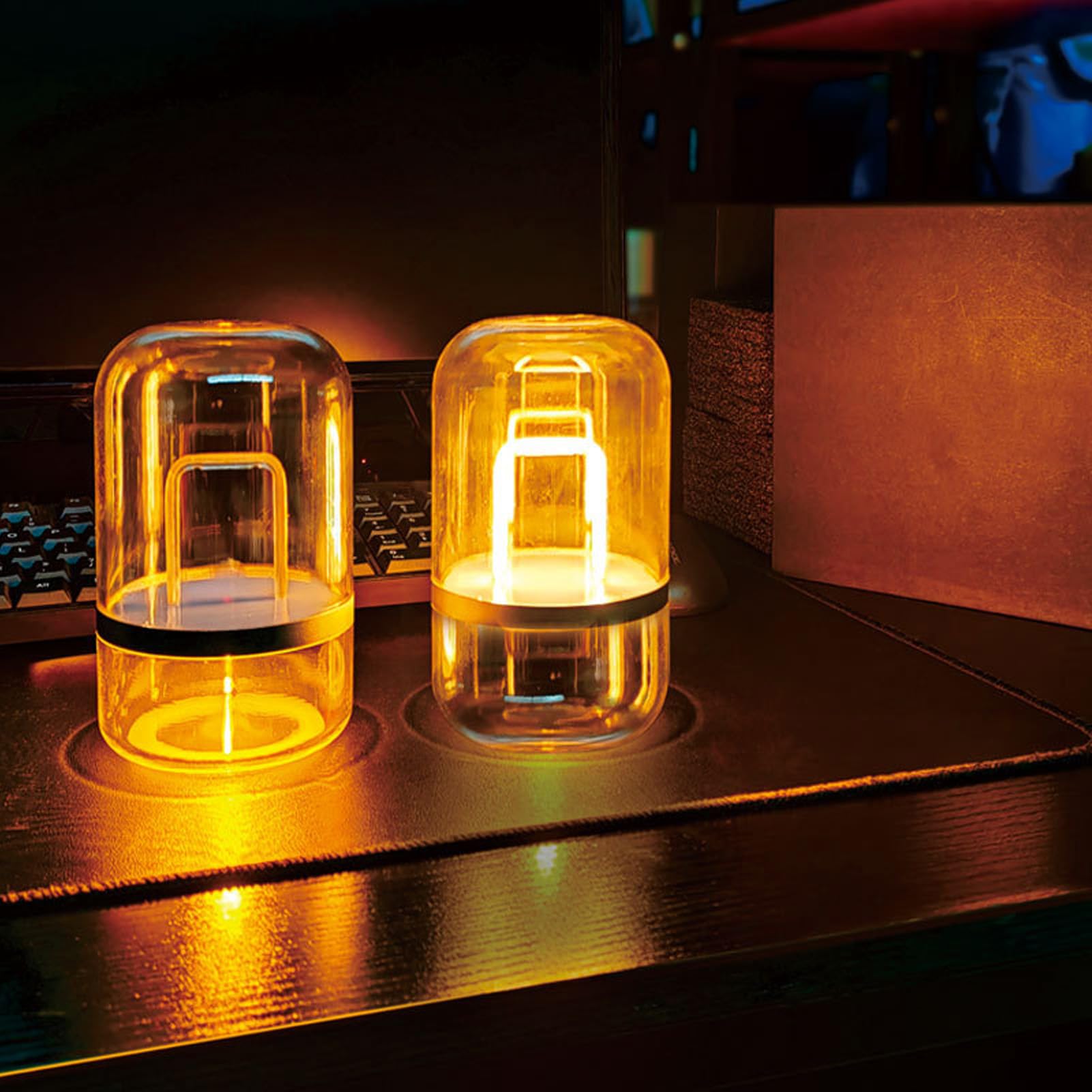 Langstrecken-Nachtlicht, Elegante Touch-Lampe, Fernerkundung für Paare, Heimdekoration, Transparent, Silberfarben, 2 Stück