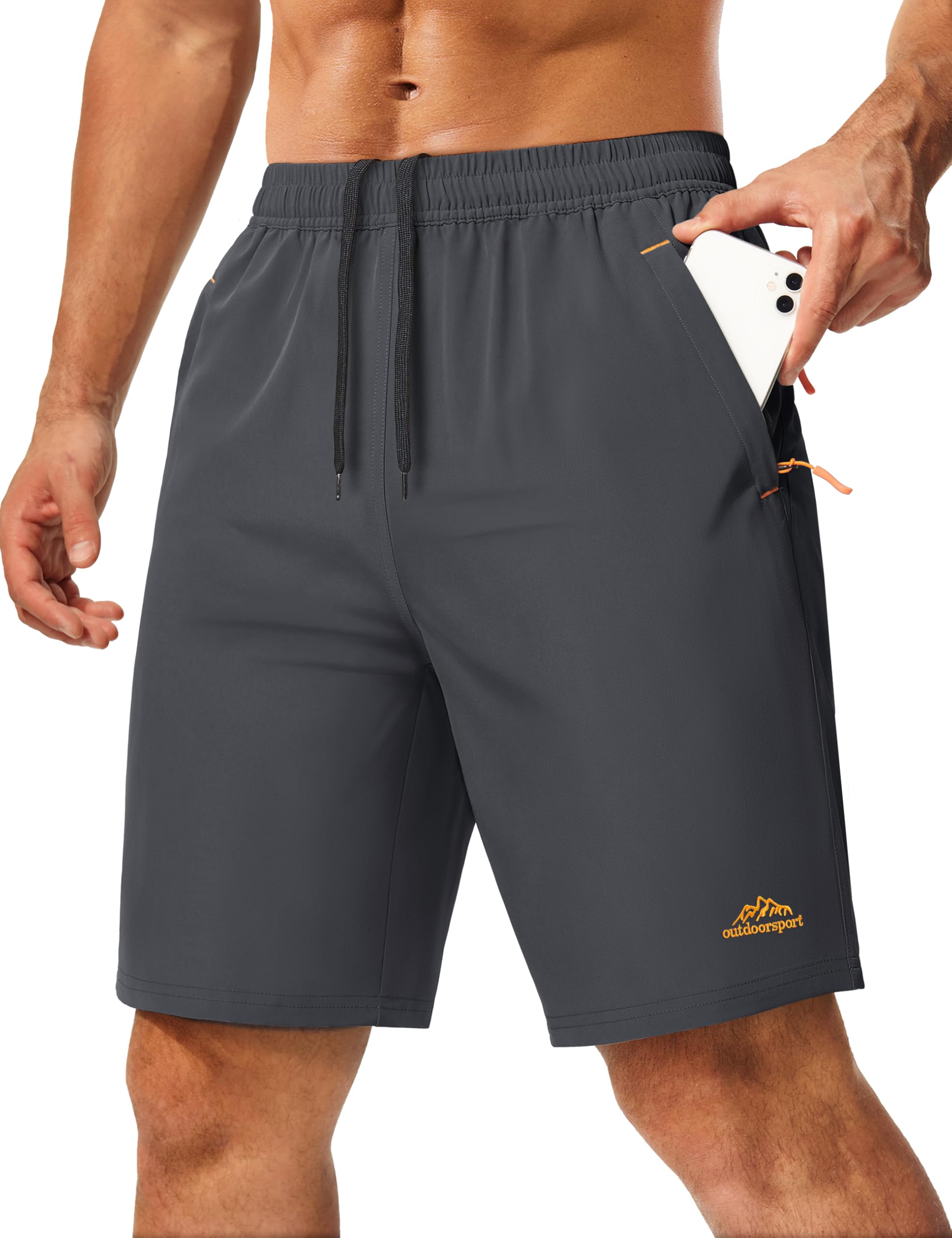 MAGCOMSEN Mens Hiking Shorts 9 Quick Dry Lightweight Running Shorts with Zipper Pockets for Workout Athletic Sport