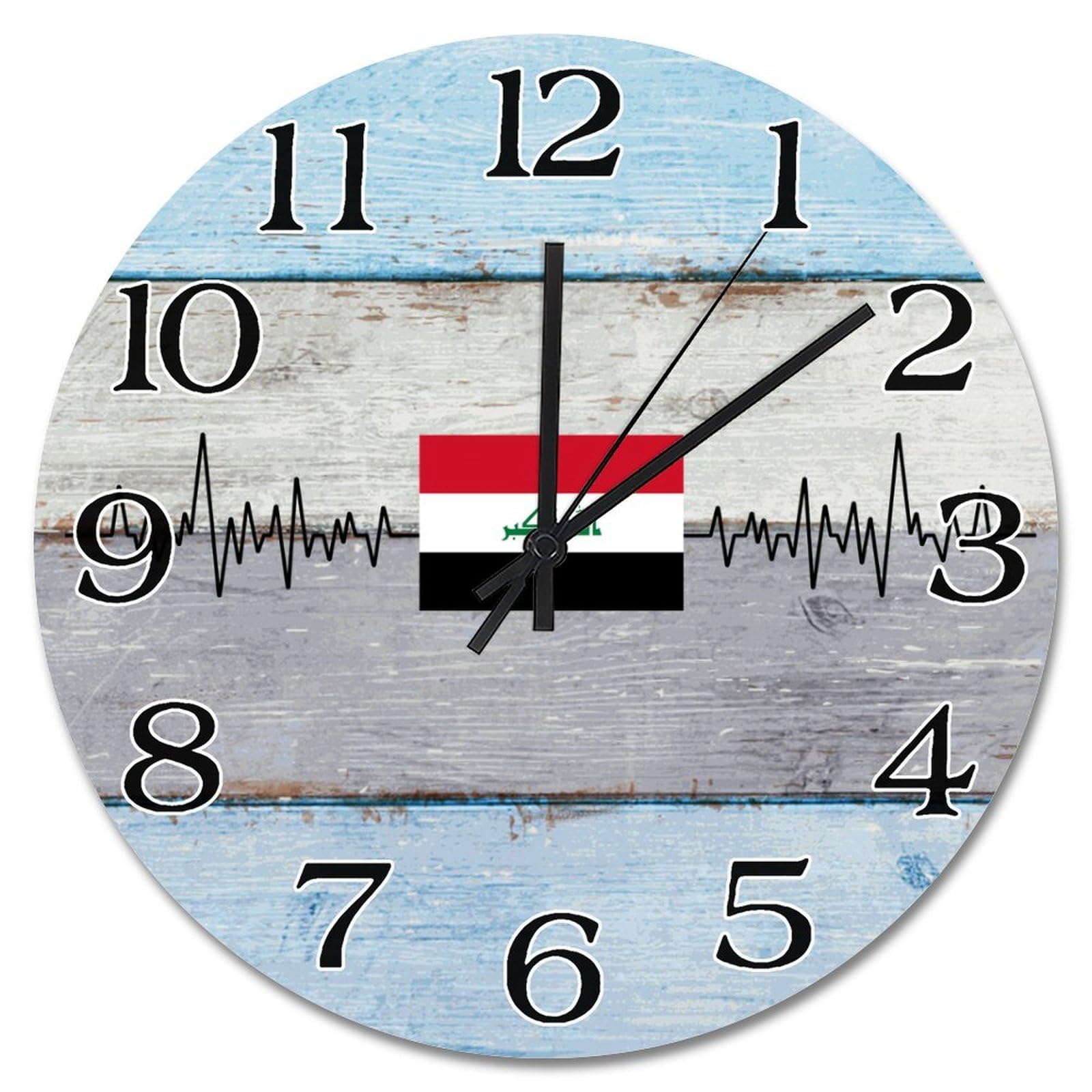 Horloge en bois drapeau Irak pour chambre à coucher et salon