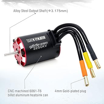 Surpass RC 3650 Brushless Motor V2 3650 3250KV 4 Pole Supersonic Motor for 1/10 RC Car Truck Black