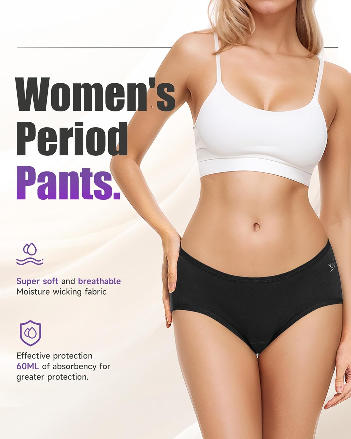 TANSTC Period Underwear for Women Heavy Flow Leakproof Menstrual Panties Postpartum Hipster Briefs 3 Pack - Image 5