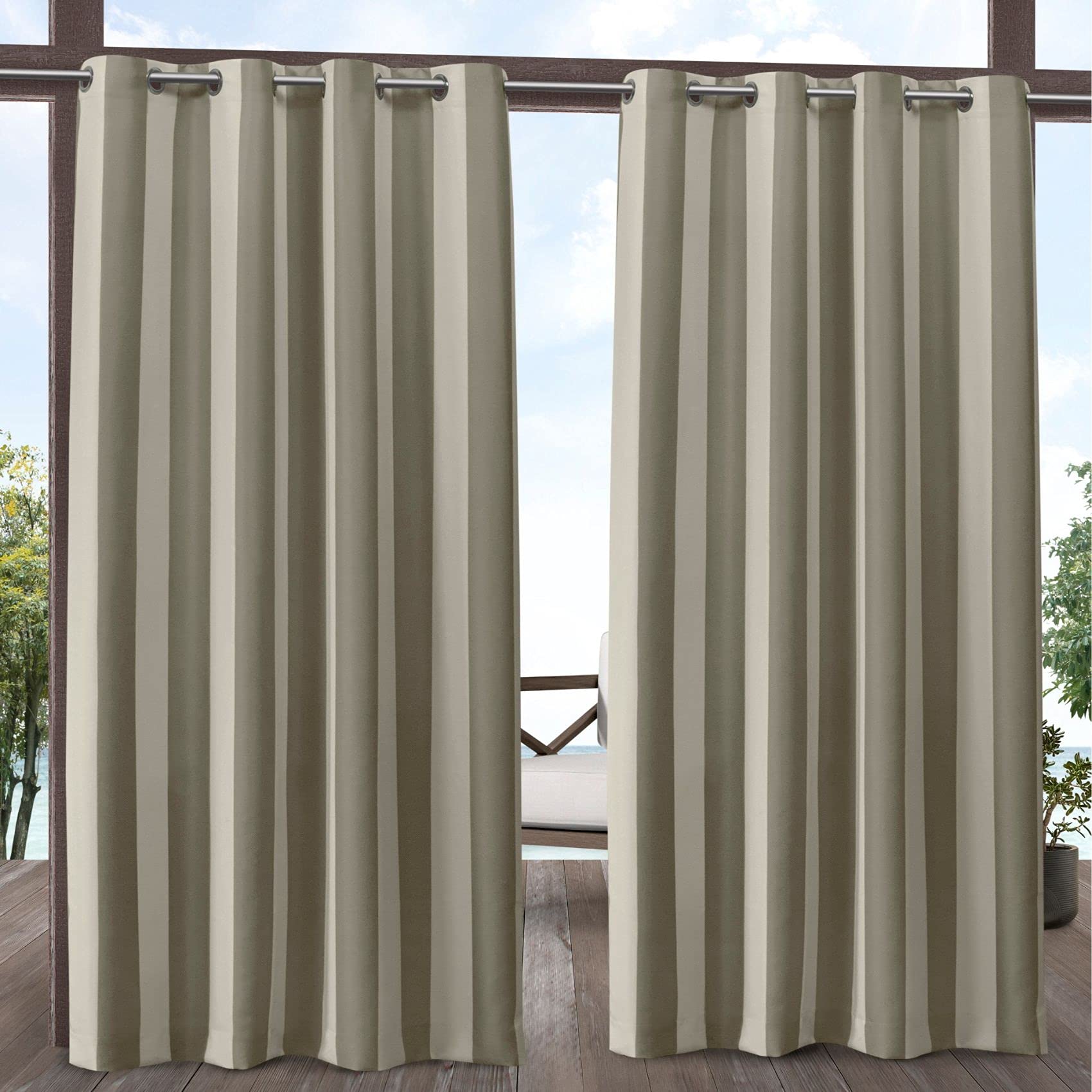 Exclusive Home Curtains Panel Pair, Fabric, Taupe/Sand, 54x108
