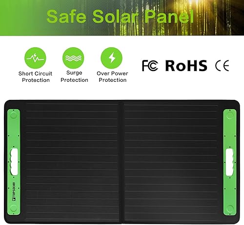 Miniatura 2 de Topsolar Kits de cargador de panel solar portátil plegable de 120 W para generador de estación de energía portátil, lámpara de cámara de teléfonos