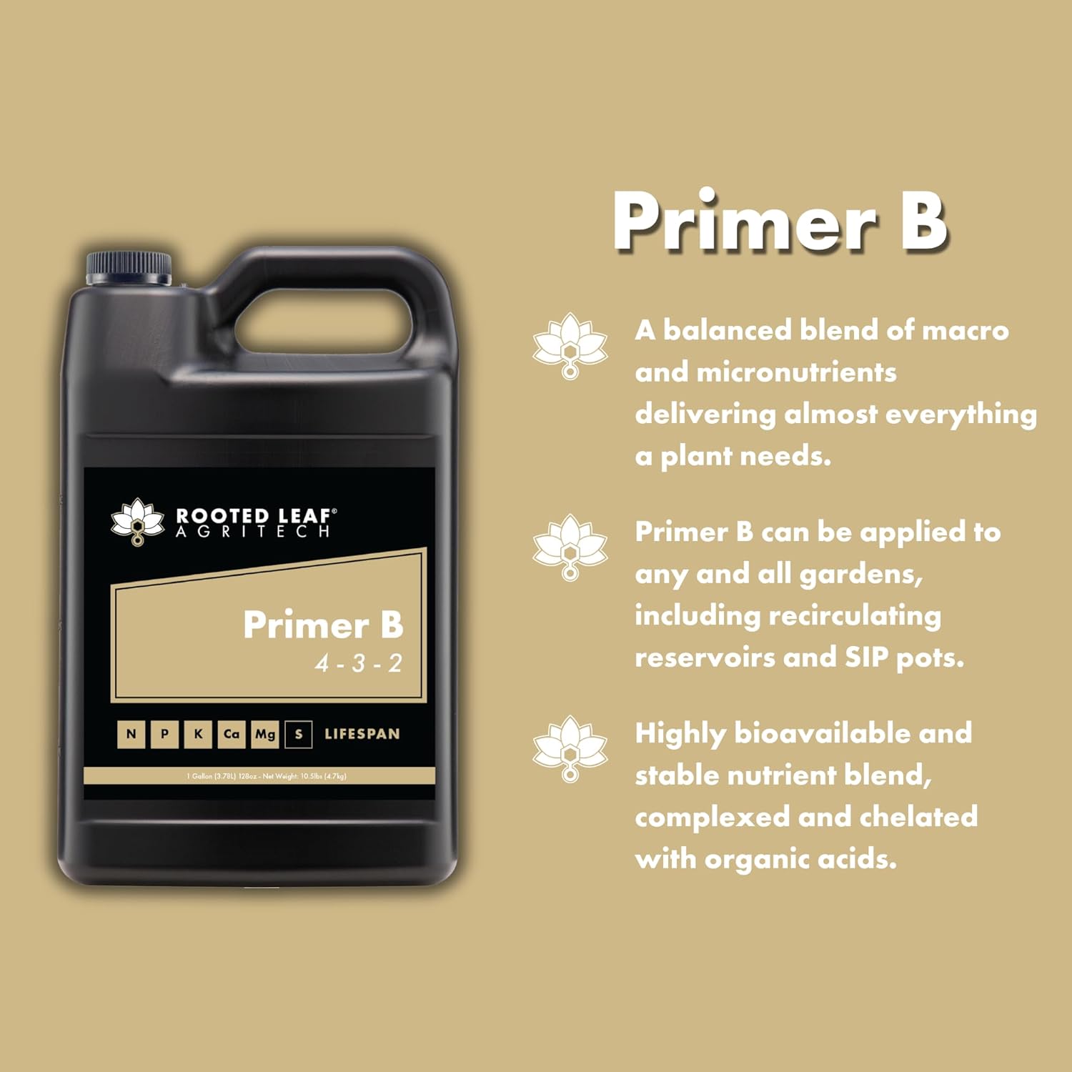 Primer B - Carbon-Based Nitrogen Phosphorus Potassium Plant Fertilizer 100% Bioavailable Nutrients Containing Organic Acids for Indoor House Plants Vegetables Tomatoes - 1 Gallon