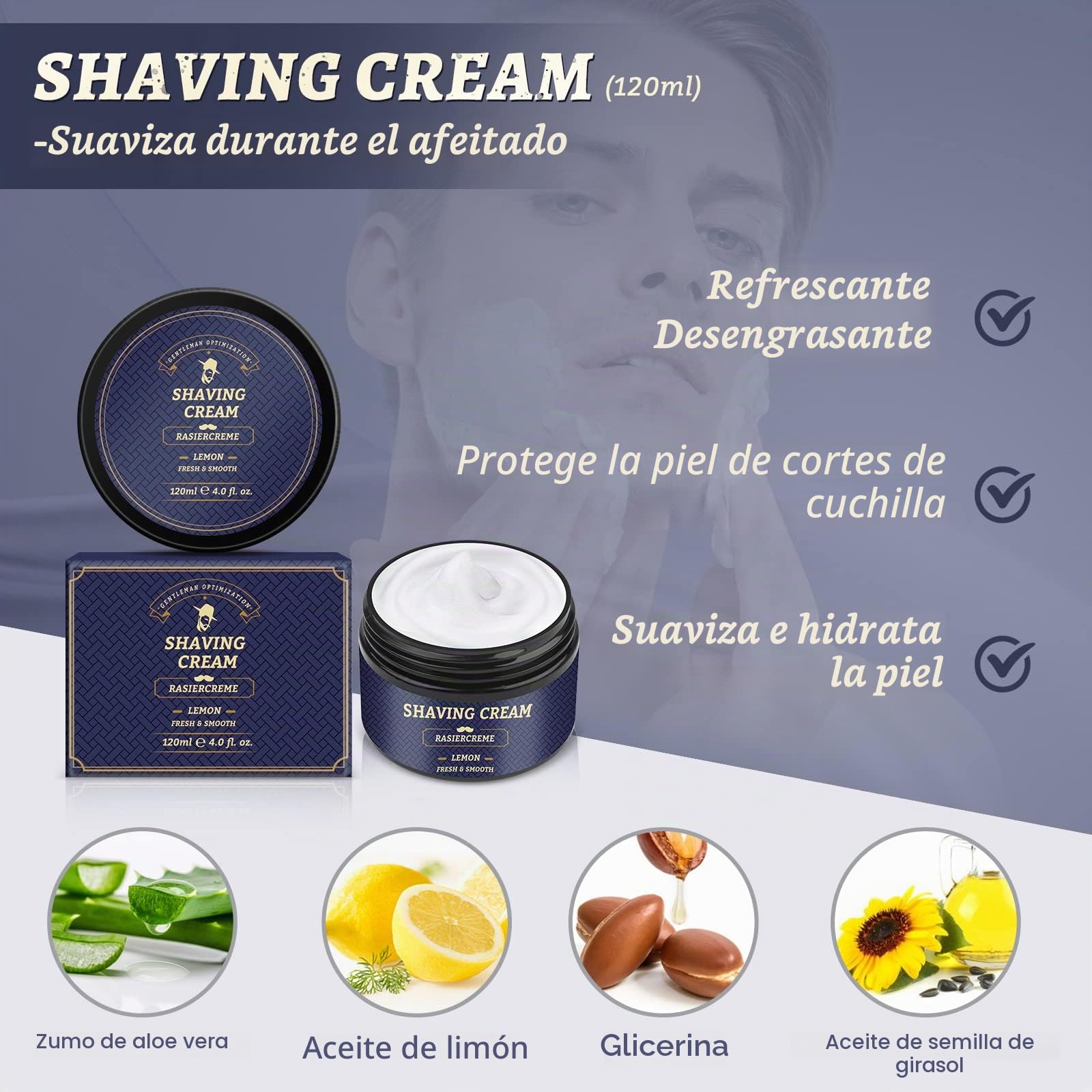 Kit Barba Cuidado Barba Hombre, Set Afeitado Hombre con Aceite Barba, Crema de Afeitar, Loción de Cuidado, Cepillo, Peine, Babero, Afeitadora Clásica y 10 Hojas, Mejor Regalos para Papa y Novio