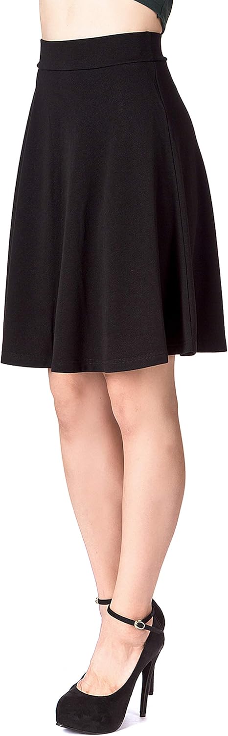 Dani's Choice Simple Stretch A-line Flared Knee Length Skirt - Image 6