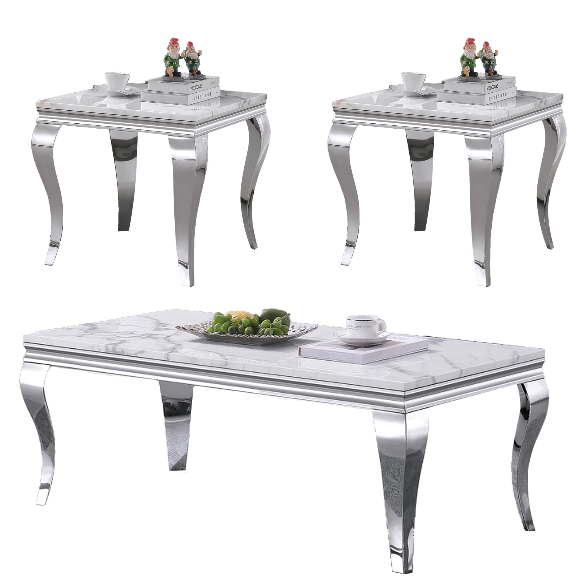 Amazon.com: Kootlena Marble Coffee Table Set of 3, Luxury 3-Piece