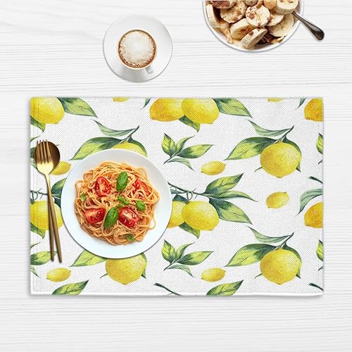 Miniatura 6 de Lemons Theme Design Placemats Set of 4 Table Mats Washable Placemat Waterproof Place Mats for Party Home Dining Table Decor 18x12 in