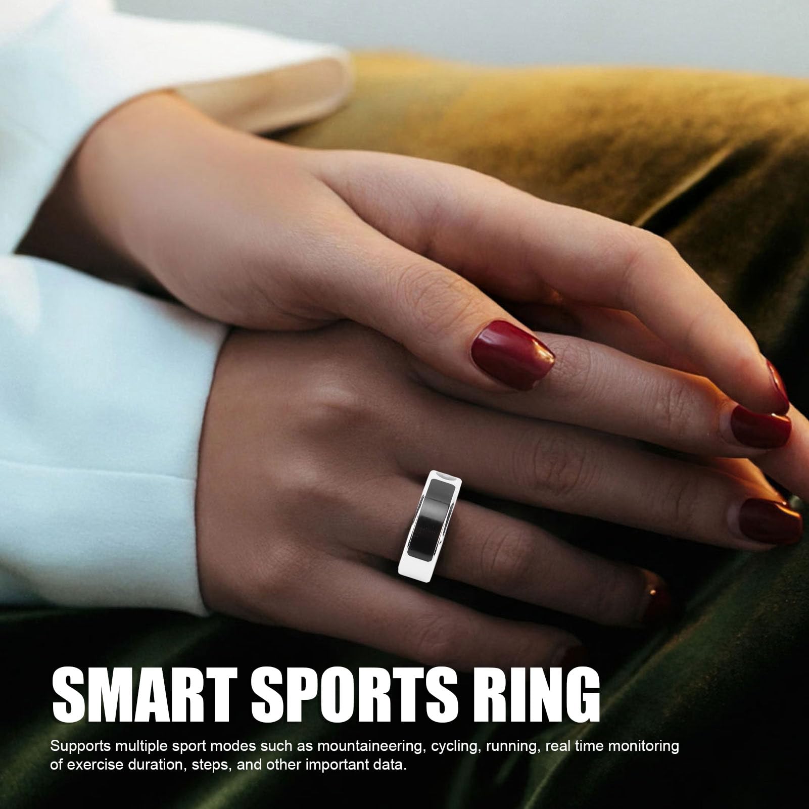 Anneau de Fitness Intelligent avec Affichage Couleur, Tracker d'activité IP68, Modes Multi-Sports, connectivité D'application Mobile, Bague de santé en Acier Inoxydable pour (8) (9) (10) (11) (12)