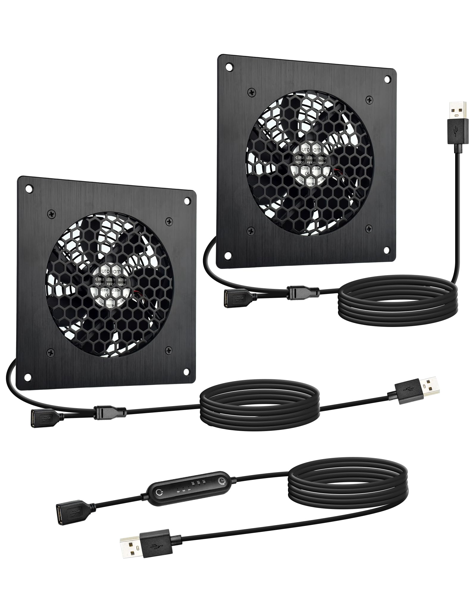 Cichy wentylator USB 120 mm, 6 prędkości nawiewu i kontroler Smart Timing, odporny na wilgoć silnika (IPX5), odporny na kurz, kompatybilny z szerokim napięciem 5-12 V (120 mm 2 w 1)