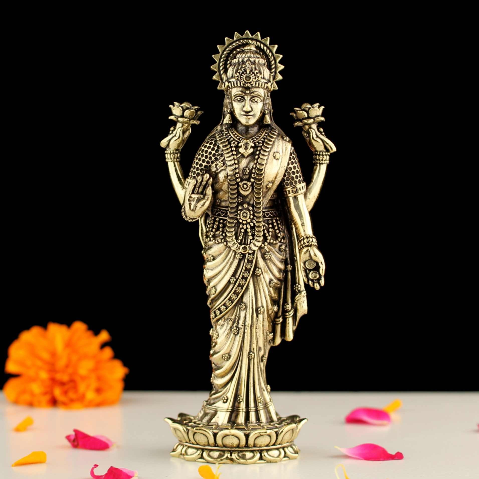 Brass Vishnu Statue - Hindu God Idol for Home & Puja -5