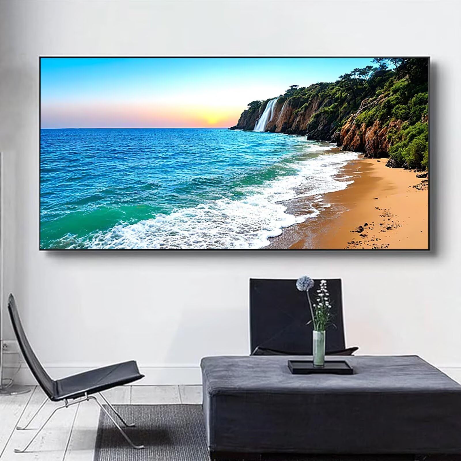 Malen nach Zahlen Kinder Meer Malen Nach Zahlen Erwachsene, Geschenke für Mädchen Junge Bastelset Set, Malen nach Zahlen Strand | Malen nach Zahlen Ohne Rahmen, (60x120cm) Bastelset Erwachsene 1-R