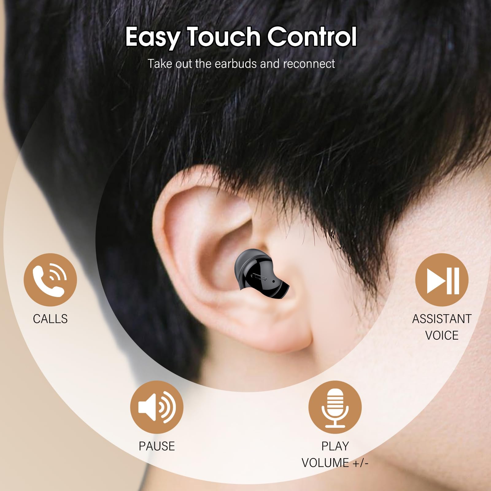 Auriculares para Dormir, inalámbricos Bluetooth 5.4 Mini Auriculares para Dormir de Lado, Silicona líquida/Ruido Blanco, Audífonos Bluetooth para Dormir para Entrenar, Trabajar, Viajar, Negro